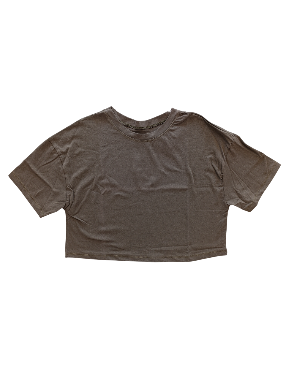 T-SHIRT CROP VERDE MILITARE