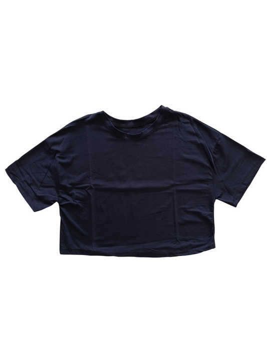 T-SHIRT CROP BLU NOTTE